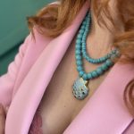 Κολιέ τιρκουάζ με μενταγιόν κοχύλι