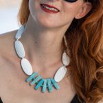 Statement κολιέ με Druzy τιρκουάζ αχάτη