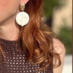 Beige Large chaolite earrings