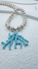 Long Blue Coral Necklace - Image 3