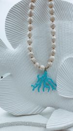 Long Blue Coral Necklace - Image 4