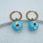 Baby blue flower hoops