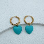 Turquoise heart hoops