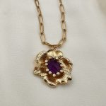 Blooming Gemstone Pendant Purple