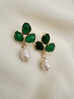 Emerald Whisper Earrings-Σκουλαρίκια με νεφρίτη