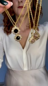 Dahlia pendant beige -Μεταγιόν με πέτρα ροδοχρωσίτη μπέζ χρώμα - Image 3