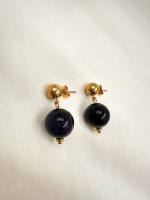 Midnight glow earrings gold-Σκουλαρίκια χρυσόλιθος χρυσά