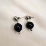 Midnight glow earrings silver-Σκουλαρίκια χρυσόλιθος ασημί
