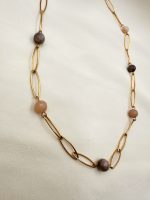 Chain Necklace Earth-Κολιέ αλυσίδα καφέ αχάτης - Image 4