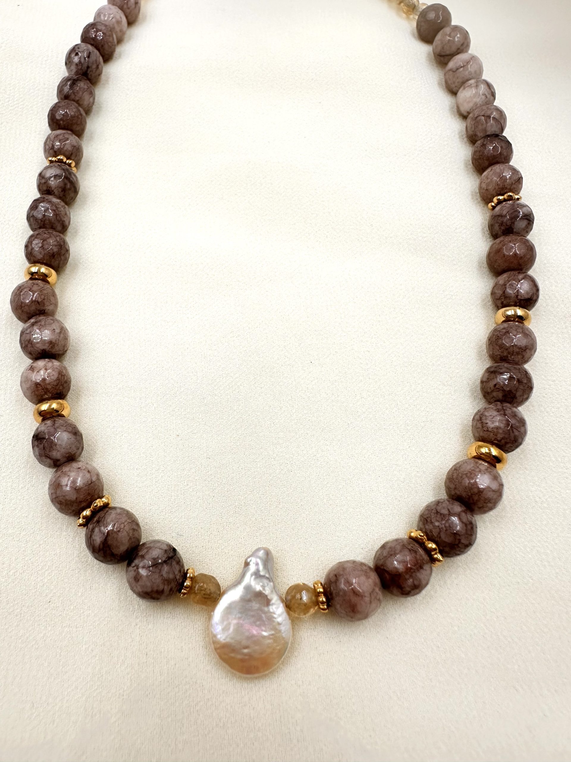 1757486463414064 Mocha Harmony necklace -Κολιέ αχάτης καφέ - Image 1