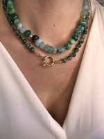 Elise Necklace Green Emerald-Κολιέ πράσινος αχάτης
