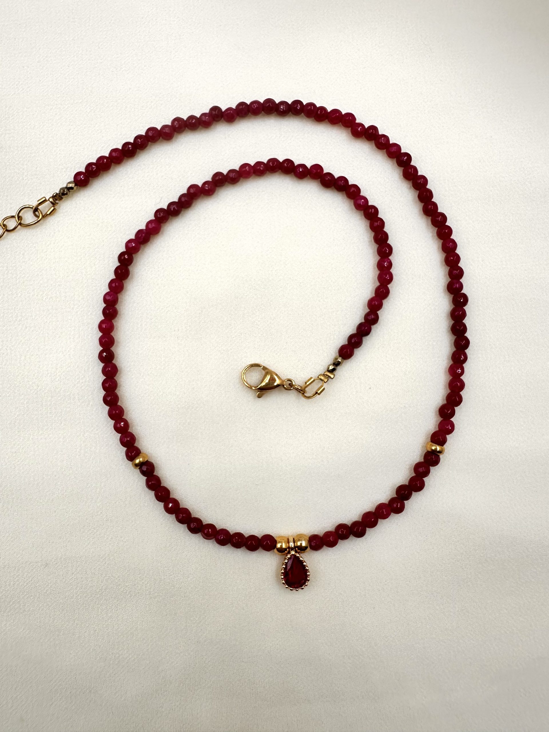 1758697886514039 Noa Minimal necklace Burgundi-Rubi -Κολιέ μπορντό-ρουμπινί - Image 1