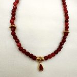 Noa Minimal necklace  Burgundi mini drop-Κολιέ μπορντό μικρή σταγόνα
