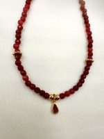 Noa Minimal necklace  Burgundi mini drop-Κολιέ μπορντό μικρή σταγόνα