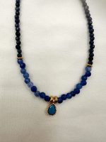 Noa Minimal necklace Royal blue-Κολιέ μπλε - Image 2