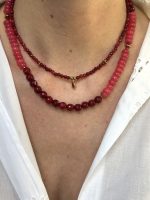 Noa Minimal necklace  Burgundi mini drop-Κολιέ μπορντό μικρή σταγόνα - Image 4