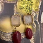 Linea semiprecious earrrings rubi-Σκουλαρίκια ημιπολύτιμη πέτρα μπορντό