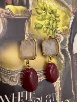 Linea semiprecious earrrings rubi-Σκουλαρίκια ημιπολύτιμη πέτρα μπορντό