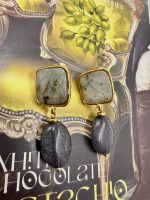Linea semiprecious earrrings grey-Σκουλαρίκια ημιπολύτιμη πέτρα γκρι