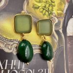 Linea semiprecious earrings green-Σκουλαρίκια ημιπολύτιμη πέτρα πράσινα
