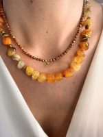 Noa Minimal necklace brown Chrisolite-Κολιέ καφέ Χρυσόλιθος - Image 3