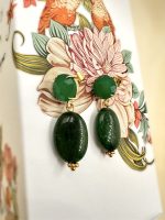 Emerald Jade  Elegance-Πράσινα σκουλαρίκια αχάτης νεφρίτης - Image 2