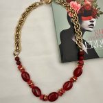 Gabriela necklace ruby-Κολιέ ημιπολύτιμες πέτρες μπορντό
