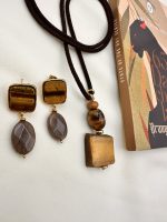Tiger Spirit necklace -Κολιέ με μάτι τίγρη μακρύ με δέρμα - Image 2