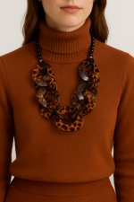 Tartarooga Statement necklace black-brown -Κολιέ σχέδιο Ταρταρούγα μαύρο-καφέ - Image 2