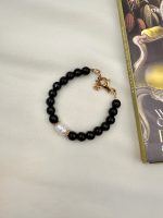 Scarlet agate bracelet Black -Βραχιόλι πέτρα αχάτης-μαργαριτάρι μαύρο - Image 2