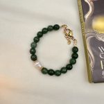 Scarlet agate bracelet Green -Βραχιολι πέτρα αχάτης-μαργαριτάρι πράσινο