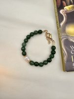 Scarlet agate bracelet Green -Βραχιολι πέτρα αχάτης-μαργαριτάρι πράσινο