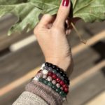 Scarlet agate bracelet Black -Βραχιόλι πέτρα αχάτης-μαργαριτάρι μαύρο