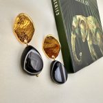 Midnight drops agate  earrings-Σκουλαρίκια  σταγόνα αχάτη