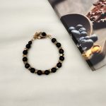 Midnight bracelet agate-Βραχιόλι αχάτης-αιματήτης μαύρο /χρυσό