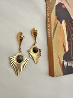 Golden Mirage-Σκουλαρίκια  ατσάλινα σε σχήμα ακτίνας