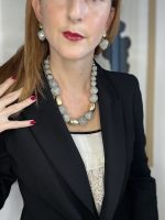 Eterna grey-gold  statement  necklace-Κολιέ statement γκρι-χρύσο - Image 5