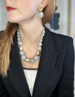 Eterna grey-gold  statement  necklace-Κολιέ statement γκρι-χρύσο