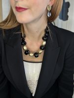 Eterna  black gold statement  necklace-Κολιέ statement μαύρο χρυσό - Image 4