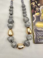 Eterna grey-gold  statement  necklace-Κολιέ statement γκρι-χρύσο - Image 7