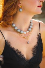 Luna  Pearl Chain necklace-Κολιέ διαμαντέ αλυσίδα με ασημί αποσπώμενο μαργαριτάρι - Image 2