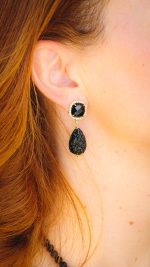 Midnight drops zirgon earrings-Σκουλαρίκια σκαλιστά σταγόνα - Image 2