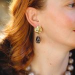 Luna Noir earrings-Σκουλαρίκια με γκρι-καφέ  shell pearls