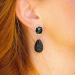 Midnight drops zirgon earrings-Σκουλαρίκια σκαλιστά σταγόνα