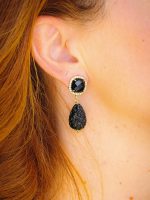 Midnight drops zirgon earrings-Σκουλαρίκια σκαλιστά σταγόνα