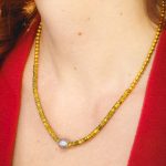 Urban goddees necklace-Κολιέ αιματίτη  με ασημί μαργαριτάρι γλυκού νερού