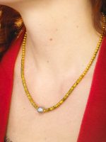 Urban goddees necklace-Κολιέ αιματίτη  με ασημί μαργαριτάρι γλυκού νερού