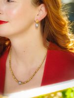 Luna  Pearl earrings-Σκουλαρίκια με ασημί μαργαριτάρι γλυκού νερού