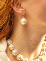 Bold white Pearl earrings -Σκουλαρίκια πέρλα λευκά - Image 2