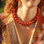 Coralia Bold Necklace-Κολιέ φυσικό κοράλι σε απόχρωση  τερακότα